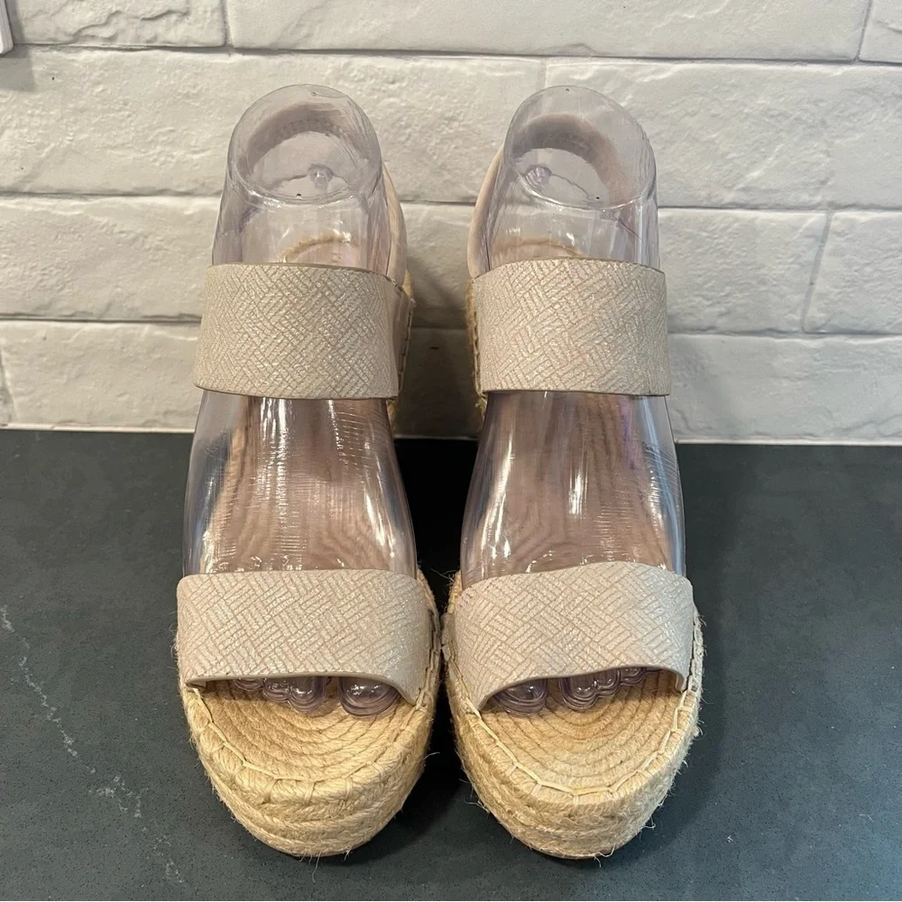 NWOT Katherine Kelly sz 8.5 Orla leather wedge espadrille sandals